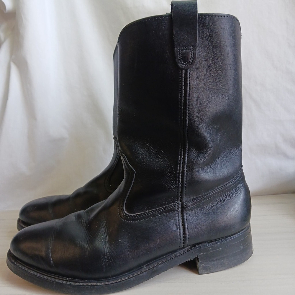 Vintage Red Wing Pecos Black Leather Steel Toe Cowboy Boots - Picture 7 of 13